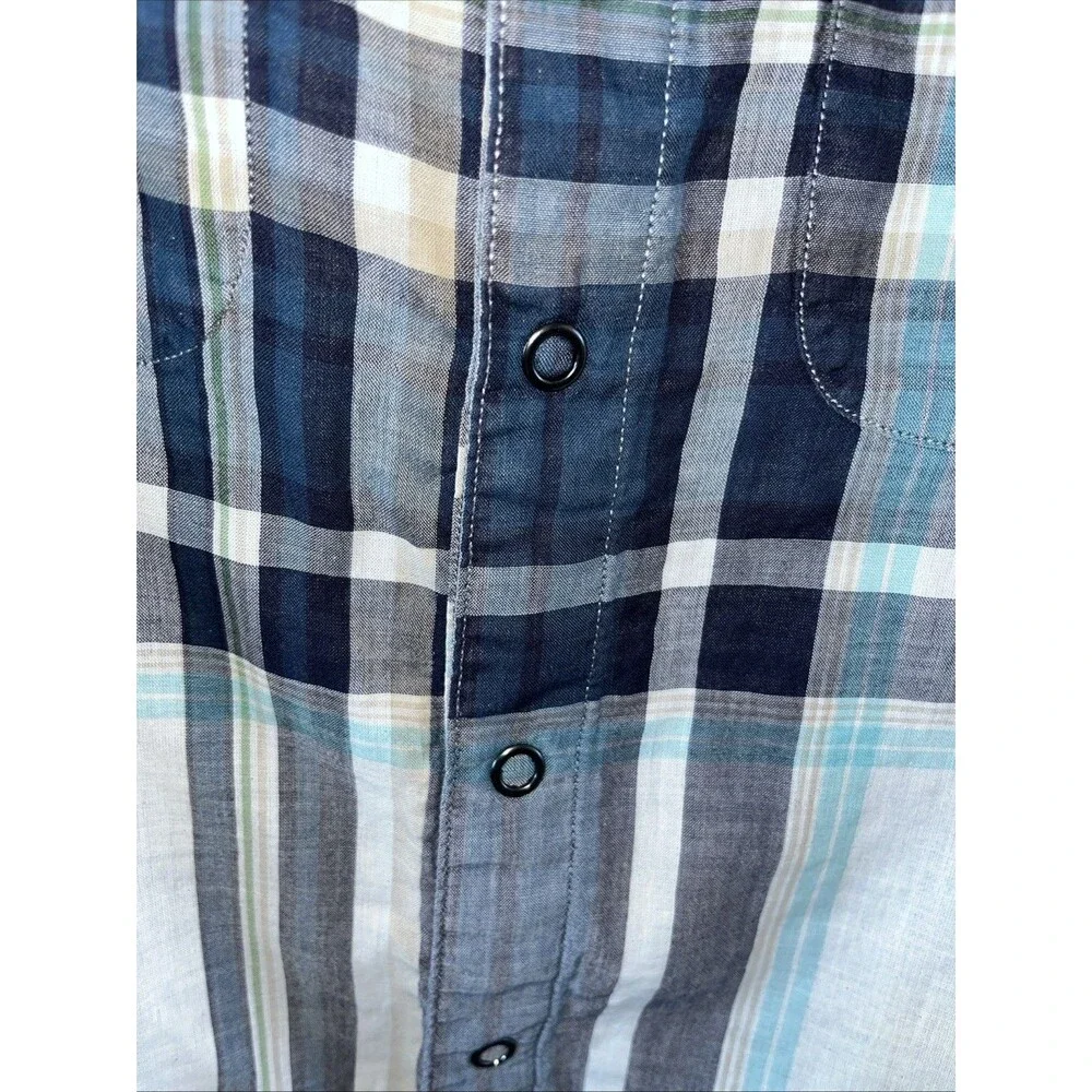 Banana Republic Men’s Camden Fit Reversible Blue Plaid Shirt Size M Casual